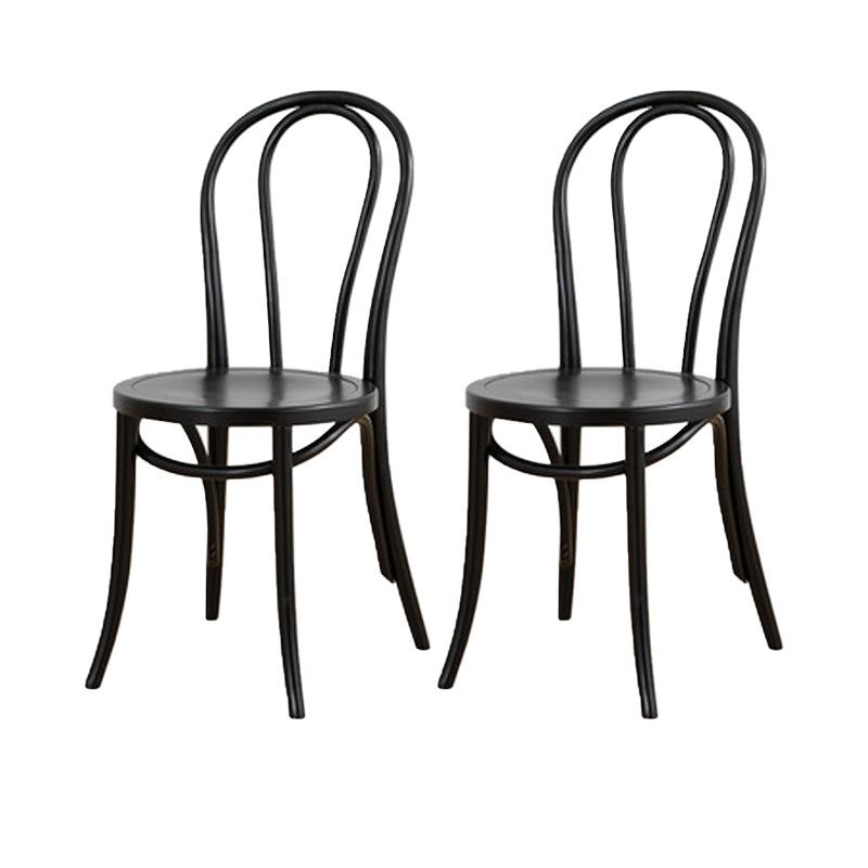 Armless Kitchen Dining Side Chair Wood Windsor Dining Side Chair Black Wood 2 Piece Set Clearhalo 'Dining Chairs' 'Dining Tables & Seating' 'dining_chair' 'furn' 'furn_dining_chair' 'Furniture' 'Kitchen & Dining Furniture' 6634862