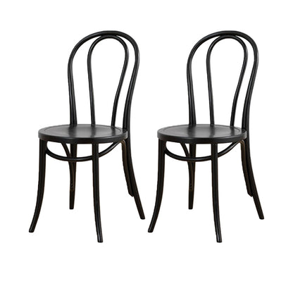 Armless Kitchen Dining Side Chair Wood Windsor Dining Side Chair Black Wood 2 Piece Set Clearhalo 'Dining Chairs' 'Dining Tables & Seating' 'dining_chair' 'furn' 'furn_dining_chair' 'Furniture' 'Kitchen & Dining Furniture' 6634862