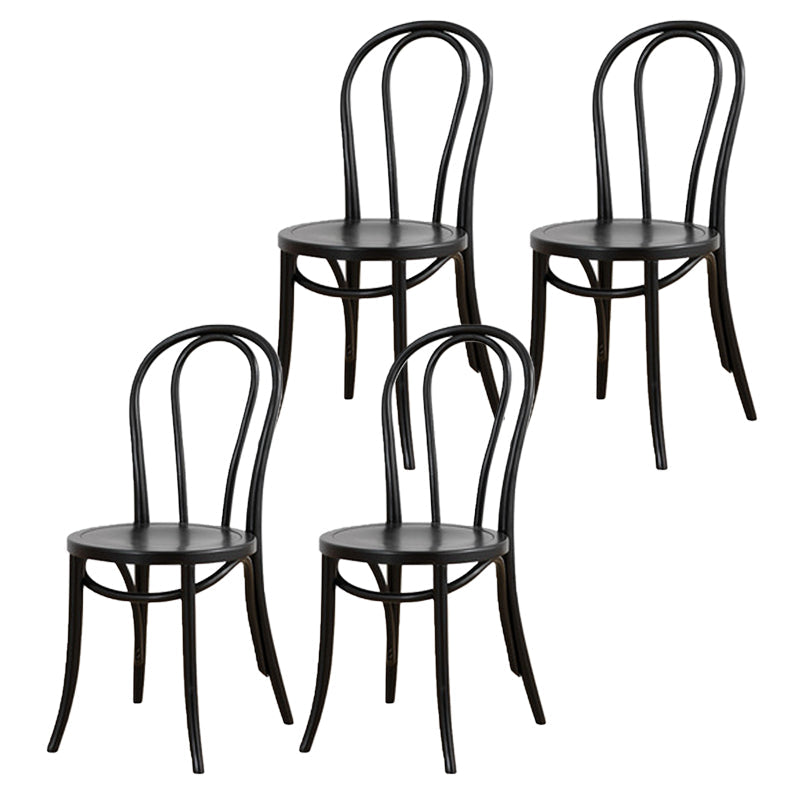 Armless Kitchen Dining Side Chair Wood Windsor Dining Side Chair Black Wood 4 Piece Set Clearhalo 'Dining Chairs' 'Dining Tables & Seating' 'dining_chair' 'furn' 'furn_dining_chair' 'Furniture' 'Kitchen & Dining Furniture' 6634863