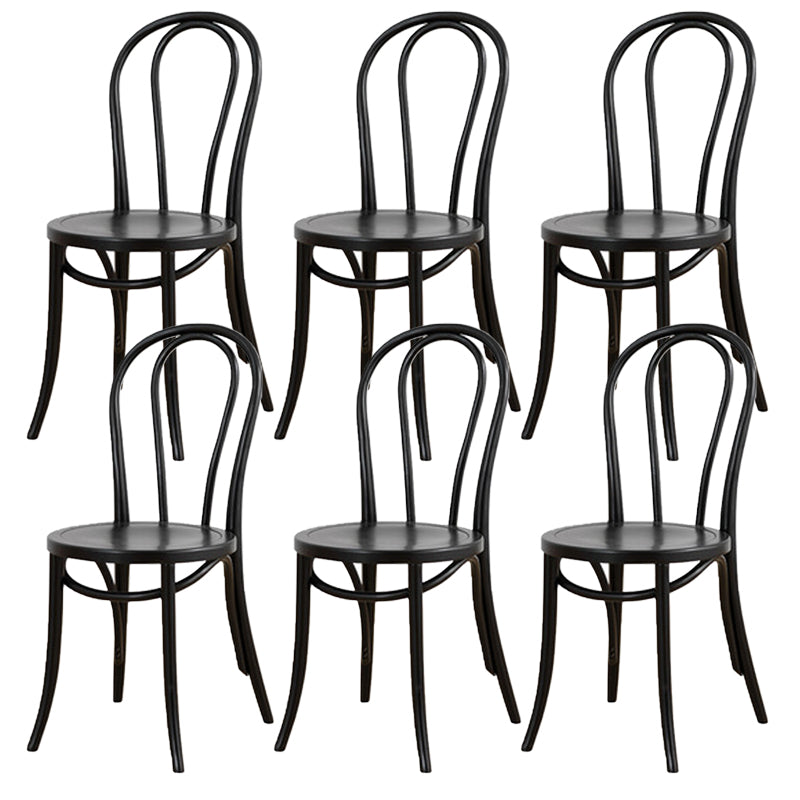Armless Kitchen Dining Side Chair Wood Windsor Dining Side Chair Black Wood 6 Piece Set Clearhalo 'Dining Chairs' 'Dining Tables & Seating' 'dining_chair' 'furn' 'furn_dining_chair' 'Furniture' 'Kitchen & Dining Furniture' 6634864