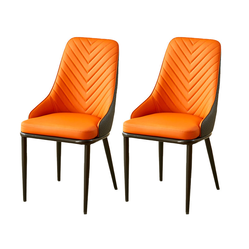 Kitchen Upholstered Dining Side Chair PU Leather Dining Chairs Orange 2 Piece Set Clearhalo 'Dining Chairs' 'Dining Tables & Seating' 'dining_chair' 'furn' 'furn_dining_chair' 'Furniture' 'Kitchen & Dining Furniture' 6634869