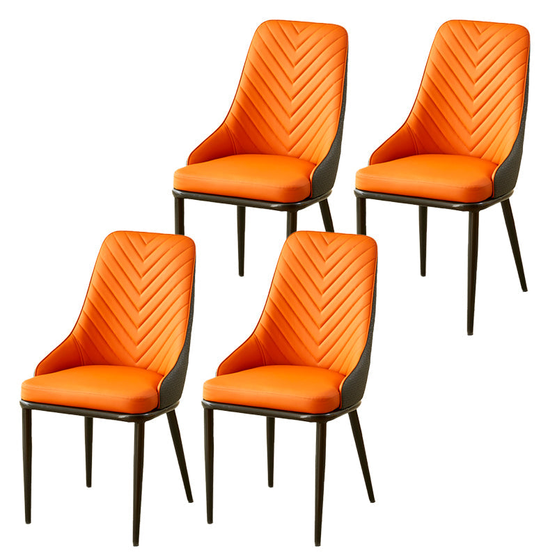 Kitchen Upholstered Dining Side Chair PU Leather Dining Chairs Orange 4 Piece Set Clearhalo 'Dining Chairs' 'Dining Tables & Seating' 'dining_chair' 'furn' 'furn_dining_chair' 'Furniture' 'Kitchen & Dining Furniture' 6634870