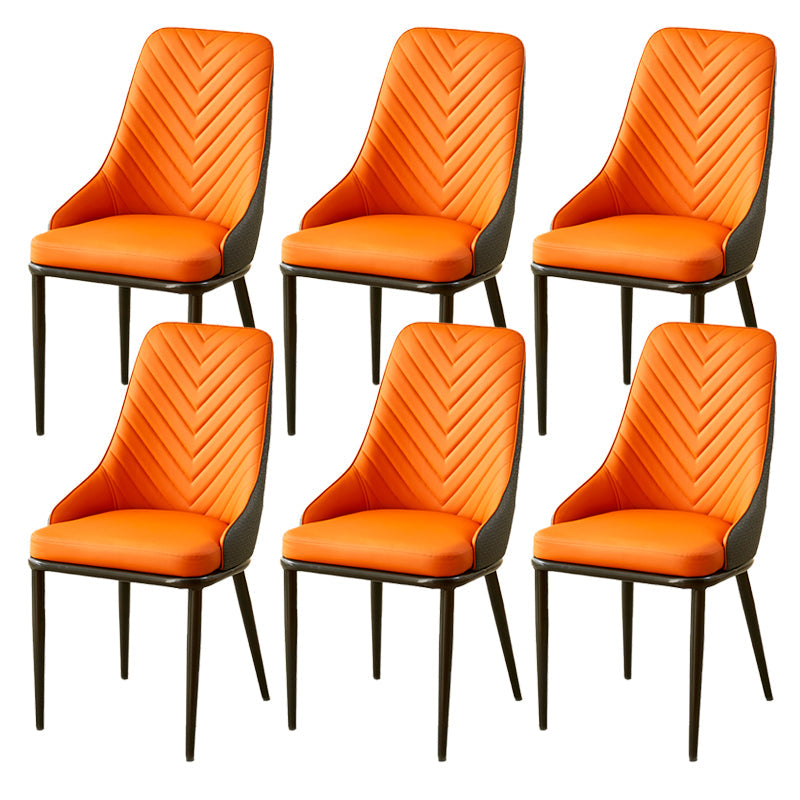 Kitchen Upholstered Dining Side Chair PU Leather Dining Chairs Orange 6 Piece Set Clearhalo 'Dining Chairs' 'Dining Tables & Seating' 'dining_chair' 'furn' 'furn_dining_chair' 'Furniture' 'Kitchen & Dining Furniture' 6634872