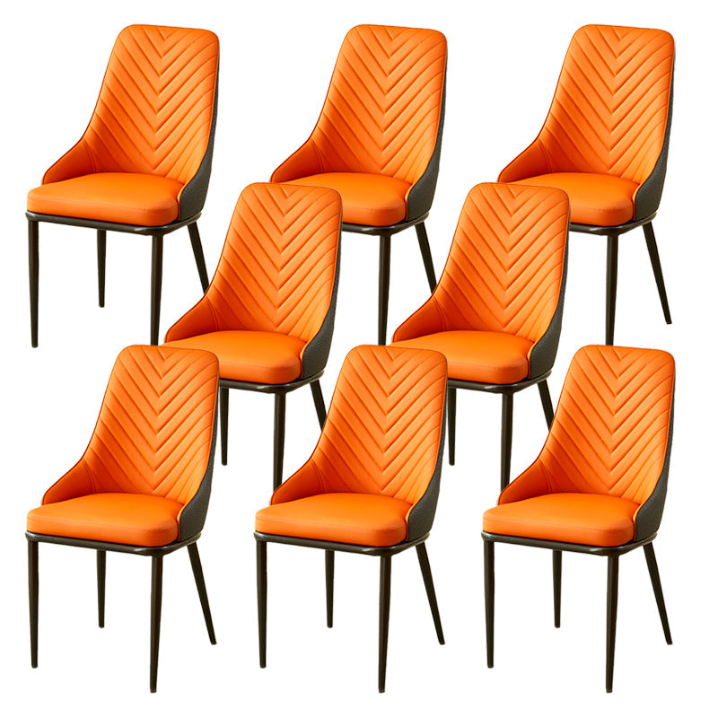 Kitchen Upholstered Dining Side Chair PU Leather Dining Chairs Orange 8 Piece Set Clearhalo 'Dining Chairs' 'Dining Tables & Seating' 'dining_chair' 'furn' 'furn_dining_chair' 'Furniture' 'Kitchen & Dining Furniture' 6634875