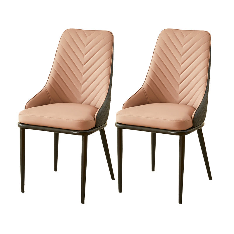 Kitchen Upholstered Dining Side Chair PU Leather Dining Chairs Pink 2 Piece Set Clearhalo 'Dining Chairs' 'Dining Tables & Seating' 'dining_chair' 'furn' 'furn_dining_chair' 'Furniture' 'Kitchen & Dining Furniture' 6634878
