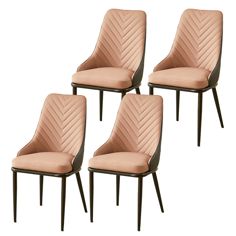 Kitchen Upholstered Dining Side Chair PU Leather Dining Chairs Pink 4 Piece Set Clearhalo 'Dining Chairs' 'Dining Tables & Seating' 'dining_chair' 'furn' 'furn_dining_chair' 'Furniture' 'Kitchen & Dining Furniture' 6634880