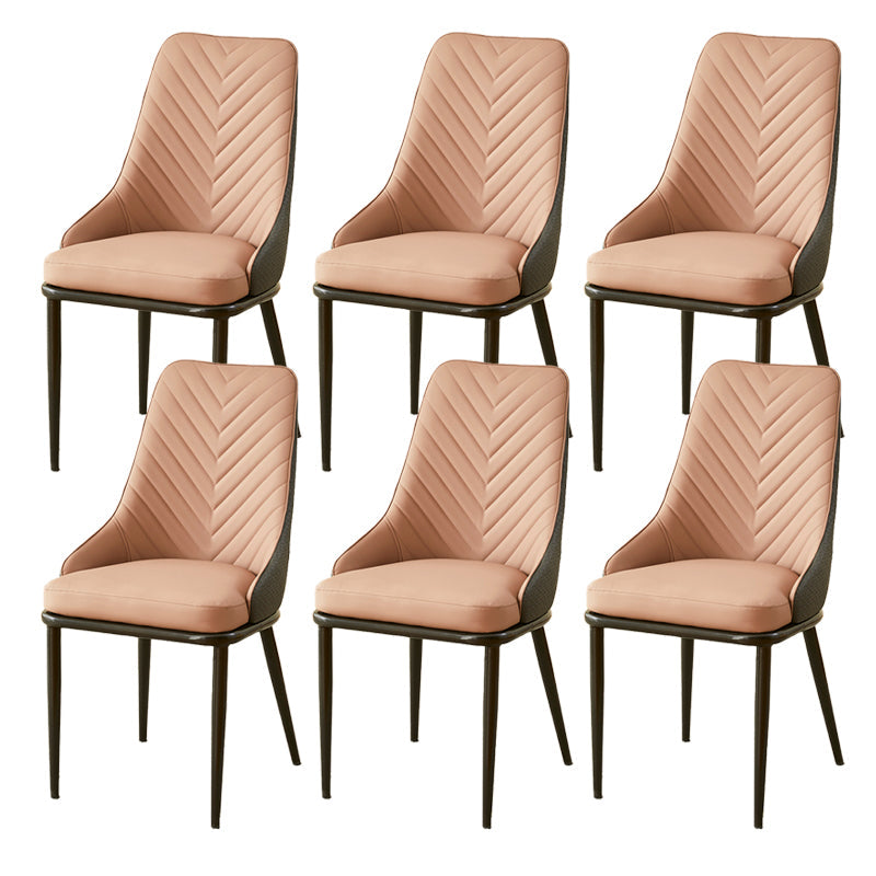 Kitchen Upholstered Dining Side Chair PU Leather Dining Chairs Pink 6 Piece Set Clearhalo 'Dining Chairs' 'Dining Tables & Seating' 'dining_chair' 'furn' 'furn_dining_chair' 'Furniture' 'Kitchen & Dining Furniture' 6634881