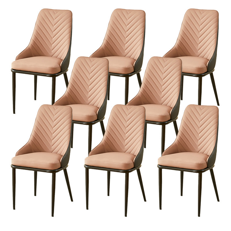 Kitchen Upholstered Dining Side Chair PU Leather Dining Chairs Pink 8 Piece Set Clearhalo 'Dining Chairs' 'Dining Tables & Seating' 'dining_chair' 'furn' 'furn_dining_chair' 'Furniture' 'Kitchen & Dining Furniture' 6634882