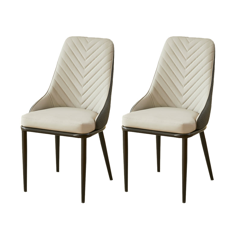 Kitchen Upholstered Dining Side Chair PU Leather Dining Chairs Light Gray 2 Piece Set Clearhalo 'Dining Chairs' 'Dining Tables & Seating' 'dining_chair' 'furn' 'furn_dining_chair' 'Furniture' 'Kitchen & Dining Furniture' 6634883
