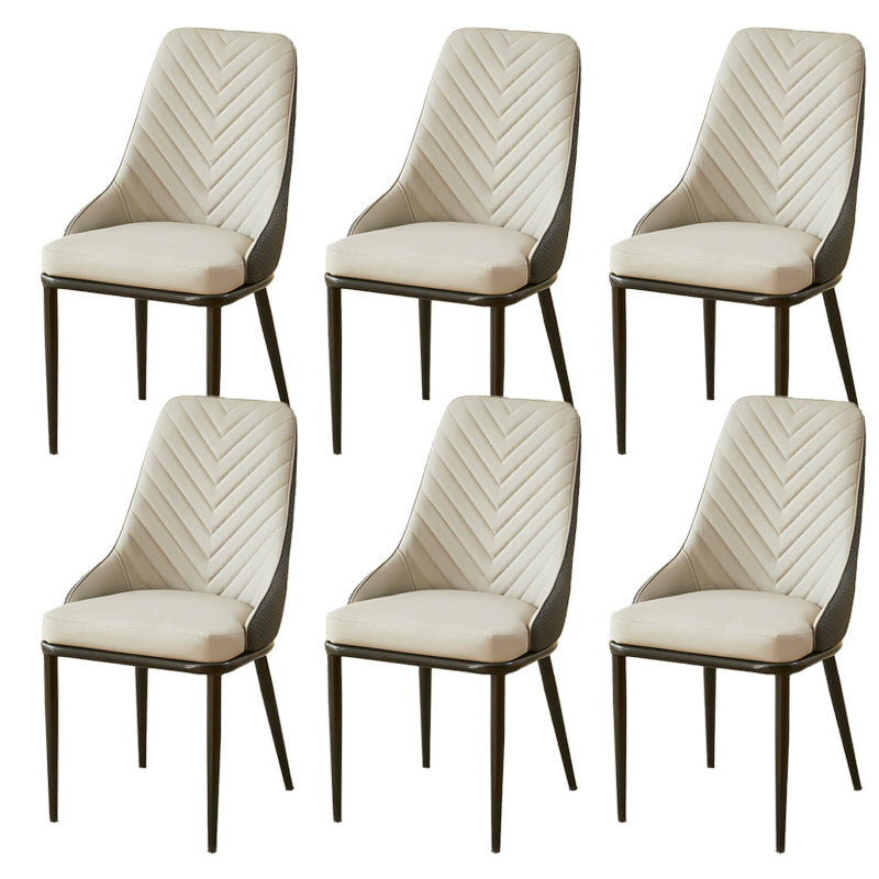 Kitchen Upholstered Dining Side Chair PU Leather Dining Chairs Light Gray 6 Piece Set Clearhalo 'Dining Chairs' 'Dining Tables & Seating' 'dining_chair' 'furn' 'furn_dining_chair' 'Furniture' 'Kitchen & Dining Furniture' 6634885