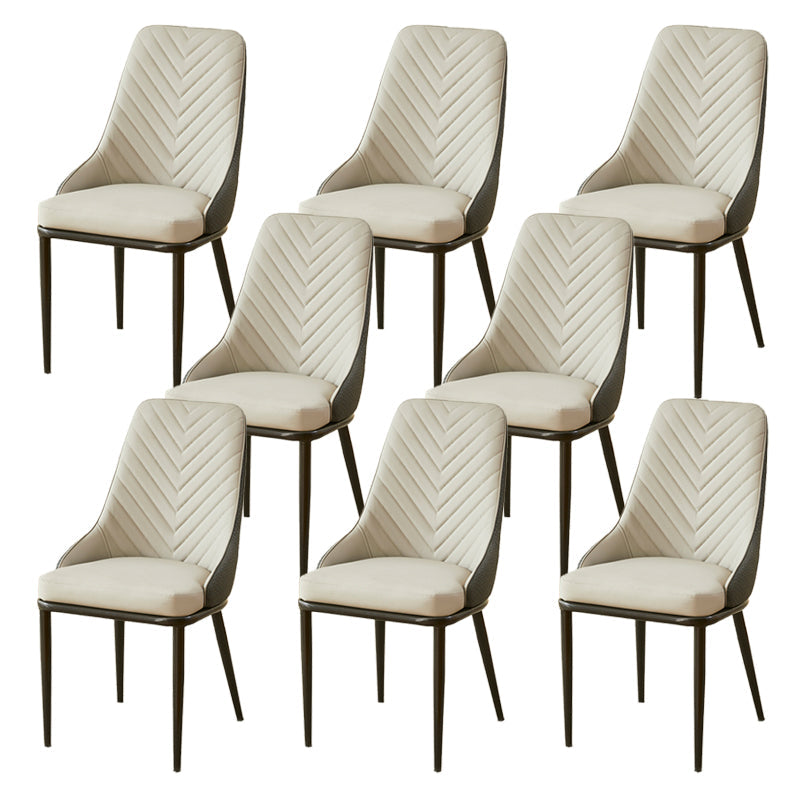 Kitchen Upholstered Dining Side Chair PU Leather Dining Chairs Light Gray 8 Piece Set Clearhalo 'Dining Chairs' 'Dining Tables & Seating' 'dining_chair' 'furn' 'furn_dining_chair' 'Furniture' 'Kitchen & Dining Furniture' 6634886
