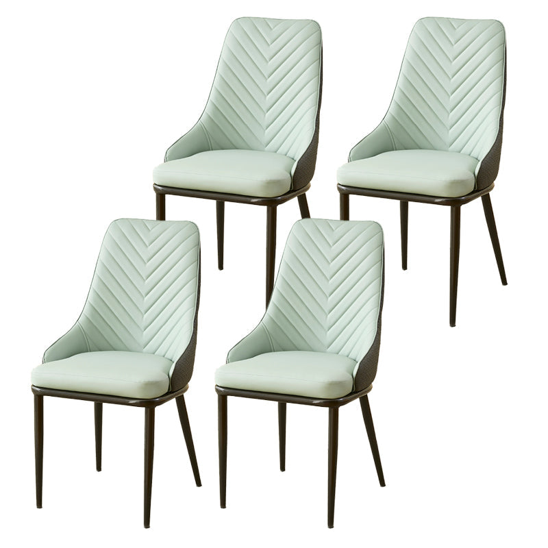 Kitchen Upholstered Dining Side Chair PU Leather Dining Chairs Light Blue 4 Piece Set Clearhalo 'Dining Chairs' 'Dining Tables & Seating' 'dining_chair' 'furn' 'furn_dining_chair' 'Furniture' 'Kitchen & Dining Furniture' 6634888
