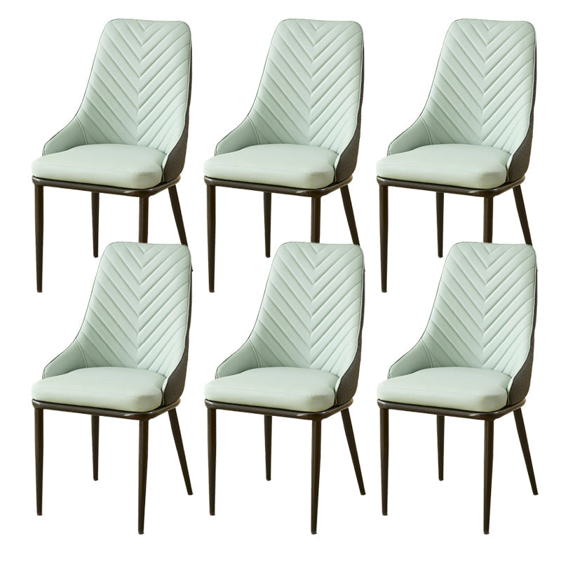 Kitchen Upholstered Dining Side Chair PU Leather Dining Chairs Light Blue 6 Piece Set Clearhalo 'Dining Chairs' 'Dining Tables & Seating' 'dining_chair' 'furn' 'furn_dining_chair' 'Furniture' 'Kitchen & Dining Furniture' 6634889