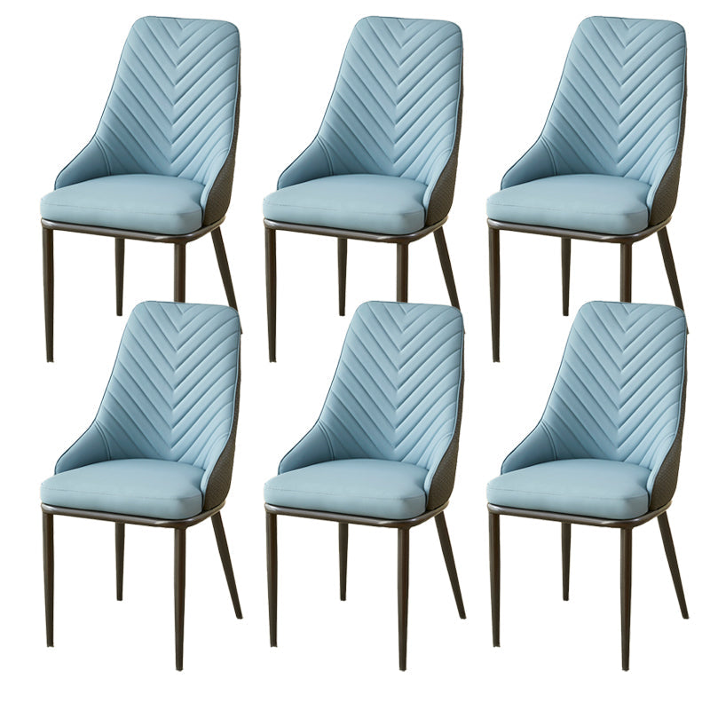 Kitchen Upholstered Dining Side Chair PU Leather Dining Chairs Blue 6 Piece Set Clearhalo 'Dining Chairs' 'Dining Tables & Seating' 'dining_chair' 'furn' 'furn_dining_chair' 'Furniture' 'Kitchen & Dining Furniture' 6634893