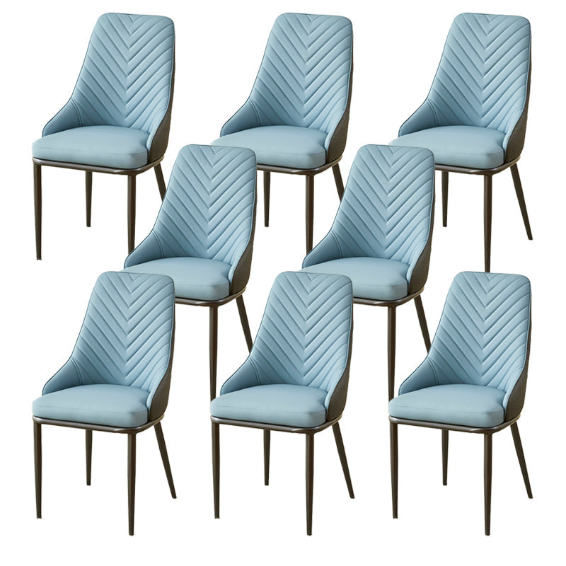 Kitchen Upholstered Dining Side Chair PU Leather Dining Chairs Blue 8 Piece Set Clearhalo 'Dining Chairs' 'Dining Tables & Seating' 'dining_chair' 'furn' 'furn_dining_chair' 'Furniture' 'Kitchen & Dining Furniture' 6634894