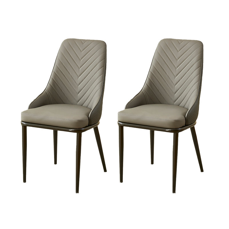 Kitchen Upholstered Dining Side Chair PU Leather Dining Chairs Dark Gray 2 Piece Set Clearhalo 'Dining Chairs' 'Dining Tables & Seating' 'dining_chair' 'furn' 'furn_dining_chair' 'Furniture' 'Kitchen & Dining Furniture' 6634895