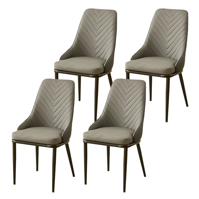Kitchen Upholstered Dining Side Chair PU Leather Dining Chairs Dark Gray 4 Piece Set Clearhalo 'Dining Chairs' 'Dining Tables & Seating' 'dining_chair' 'furn' 'furn_dining_chair' 'Furniture' 'Kitchen & Dining Furniture' 6634896