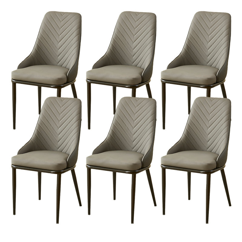 Kitchen Upholstered Dining Side Chair PU Leather Dining Chairs Dark Gray 6 Piece Set Clearhalo 'Dining Chairs' 'Dining Tables & Seating' 'dining_chair' 'furn' 'furn_dining_chair' 'Furniture' 'Kitchen & Dining Furniture' 6634897