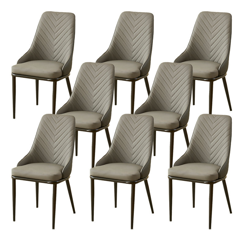 Kitchen Upholstered Dining Side Chair PU Leather Dining Chairs Dark Gray 8 Piece Set Clearhalo 'Dining Chairs' 'Dining Tables & Seating' 'dining_chair' 'furn' 'furn_dining_chair' 'Furniture' 'Kitchen & Dining Furniture' 6634898