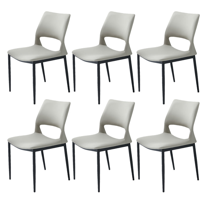 Industrial Kitchen Dining Side Chair Open Back Metal Side Chair Light Gray 6 Piece Set Clearhalo 'Dining Chairs' 'Dining Tables & Seating' 'dining_chair' 'furn' 'furn_dining_chair' 'Furniture' 'Kitchen & Dining Furniture' 6634904
