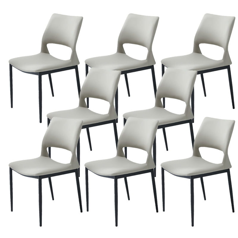 Industrial Kitchen Dining Side Chair Open Back Metal Side Chair Light Gray 8 Piece Set Clearhalo 'Dining Chairs' 'Dining Tables & Seating' 'dining_chair' 'furn' 'furn_dining_chair' 'Furniture' 'Kitchen & Dining Furniture' 6634907
