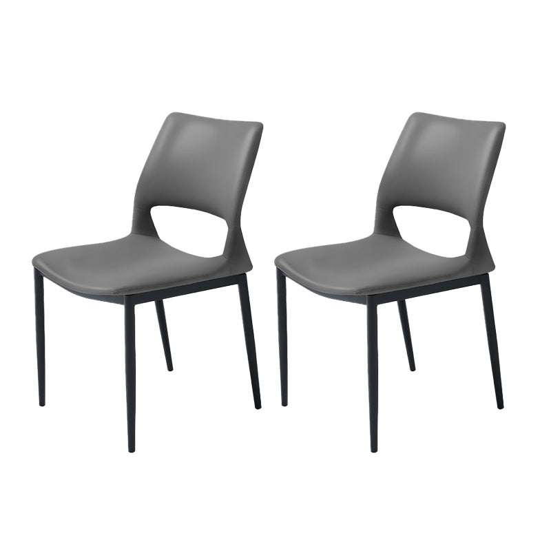Industrial Kitchen Dining Side Chair Open Back Metal Side Chair Dark Gray 2 Piece Set Clearhalo 'Dining Chairs' 'Dining Tables & Seating' 'dining_chair' 'furn' 'furn_dining_chair' 'Furniture' 'Kitchen & Dining Furniture' 6634910