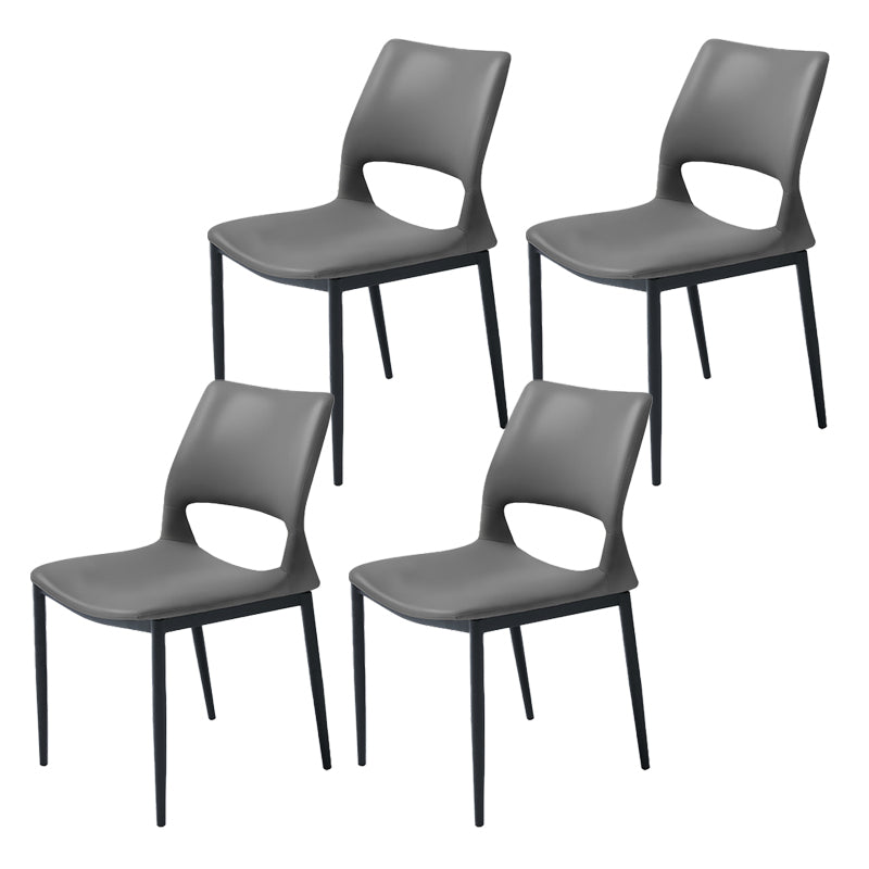 Industrial Kitchen Dining Side Chair Open Back Metal Side Chair Dark Gray 4 Piece Set Clearhalo 'Dining Chairs' 'Dining Tables & Seating' 'dining_chair' 'furn' 'furn_dining_chair' 'Furniture' 'Kitchen & Dining Furniture' 6634913