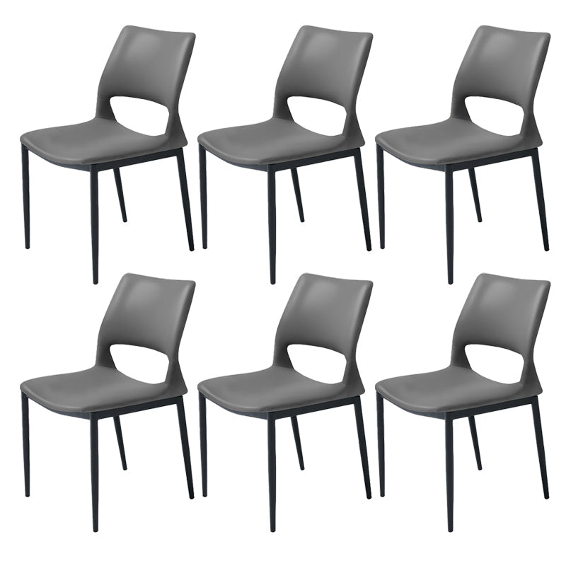 Industrial Kitchen Dining Side Chair Open Back Metal Side Chair Dark Gray 6 Piece Set Clearhalo 'Dining Chairs' 'Dining Tables & Seating' 'dining_chair' 'furn' 'furn_dining_chair' 'Furniture' 'Kitchen & Dining Furniture' 6634915