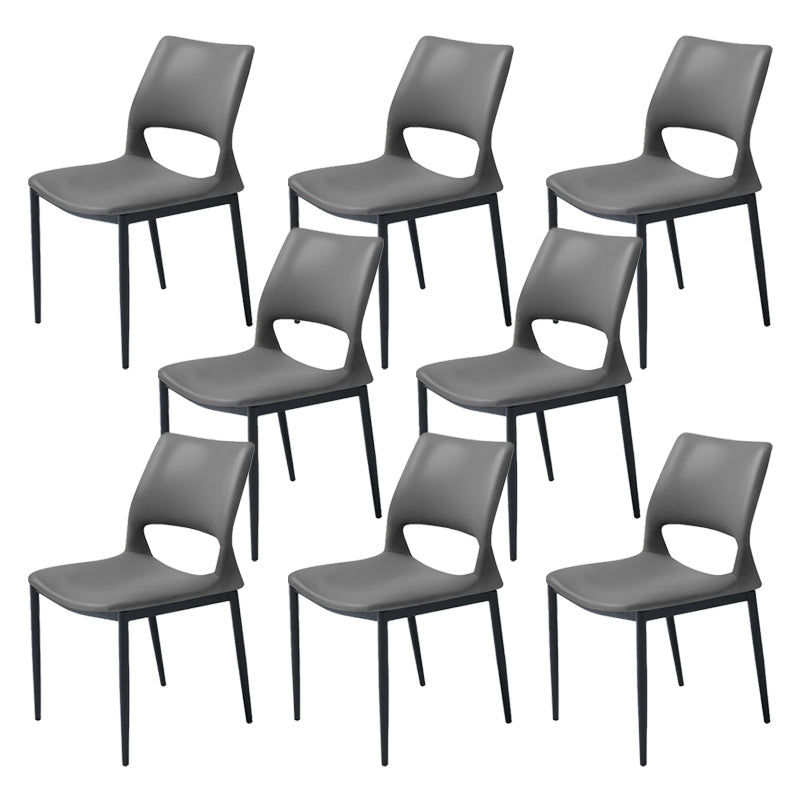 Industrial Kitchen Dining Side Chair Open Back Metal Side Chair Dark Gray 8 Piece Set Clearhalo 'Dining Chairs' 'Dining Tables & Seating' 'dining_chair' 'furn' 'furn_dining_chair' 'Furniture' 'Kitchen & Dining Furniture' 6634917