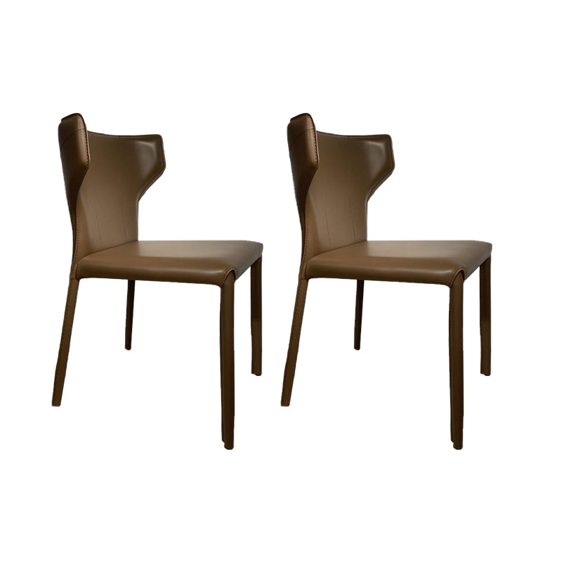 Contemporary Kitchen Wingback Side Chair Armless Dining Chairs Coffee 2 Piece Set Clearhalo 'Dining Chairs' 'Dining Tables & Seating' 'dining_chair' 'furn' 'furn_dining_chair' 'Furniture' 'Kitchen & Dining Furniture' 6635004