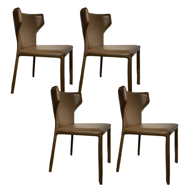 Contemporary Kitchen Wingback Side Chair Armless Dining Chairs Coffee 4 Piece Set Clearhalo 'Dining Chairs' 'Dining Tables & Seating' 'dining_chair' 'furn' 'furn_dining_chair' 'Furniture' 'Kitchen & Dining Furniture' 6635006