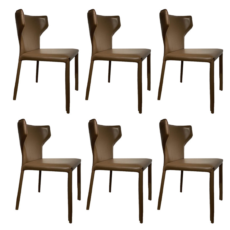 Contemporary Kitchen Wingback Side Chair Armless Dining Chairs Coffee 6 Piece Set Clearhalo 'Dining Chairs' 'Dining Tables & Seating' 'dining_chair' 'furn' 'furn_dining_chair' 'Furniture' 'Kitchen & Dining Furniture' 6635009