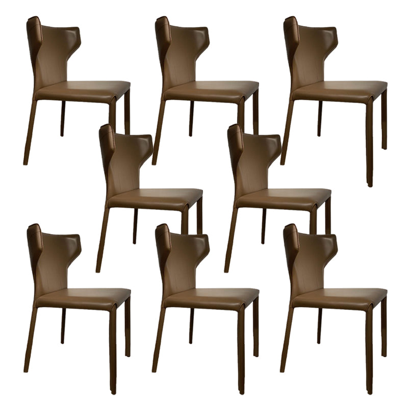 Contemporary Kitchen Wingback Side Chair Armless Dining Chairs Coffee 8 Piece Set Clearhalo 'Dining Chairs' 'Dining Tables & Seating' 'dining_chair' 'furn' 'furn_dining_chair' 'Furniture' 'Kitchen & Dining Furniture' 6635010