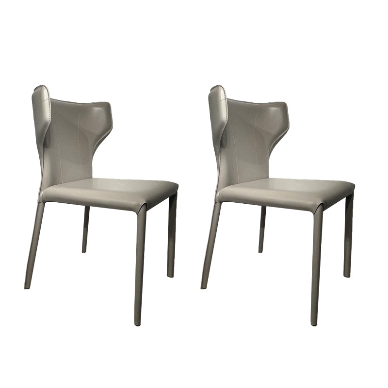 Contemporary Kitchen Wingback Side Chair Armless Dining Chairs Light Gray 2 Piece Set Clearhalo 'Dining Chairs' 'Dining Tables & Seating' 'dining_chair' 'furn' 'furn_dining_chair' 'Furniture' 'Kitchen & Dining Furniture' 6635014