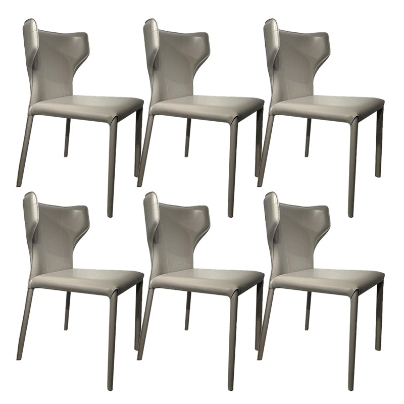 Contemporary Kitchen Wingback Side Chair Armless Dining Chairs Light Gray 6 Piece Set Clearhalo 'Dining Chairs' 'Dining Tables & Seating' 'dining_chair' 'furn' 'furn_dining_chair' 'Furniture' 'Kitchen & Dining Furniture' 6635018