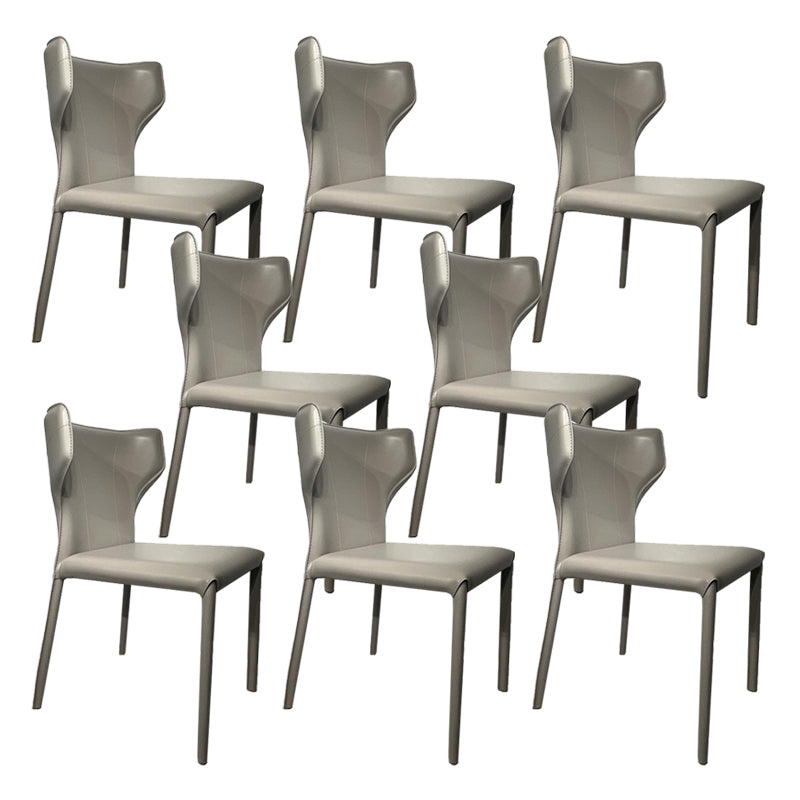Contemporary Kitchen Wingback Side Chair Armless Dining Chairs Light Gray 8 Piece Set Clearhalo 'Dining Chairs' 'Dining Tables & Seating' 'dining_chair' 'furn' 'furn_dining_chair' 'Furniture' 'Kitchen & Dining Furniture' 6635019