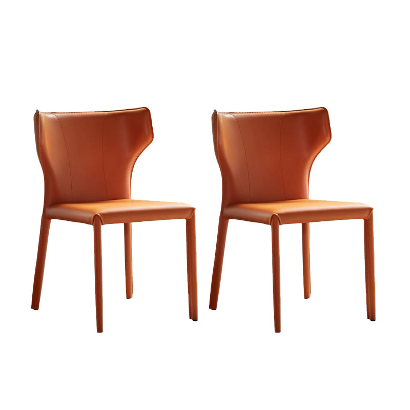 Contemporary Kitchen Wingback Side Chair Armless Dining Chairs Orange 2 Piece Set Clearhalo 'Dining Chairs' 'Dining Tables & Seating' 'dining_chair' 'furn' 'furn_dining_chair' 'Furniture' 'Kitchen & Dining Furniture' 6635023