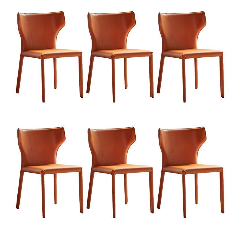 Contemporary Kitchen Wingback Side Chair Armless Dining Chairs Orange 6 Piece Set Clearhalo 'Dining Chairs' 'Dining Tables & Seating' 'dining_chair' 'furn' 'furn_dining_chair' 'Furniture' 'Kitchen & Dining Furniture' 6635025