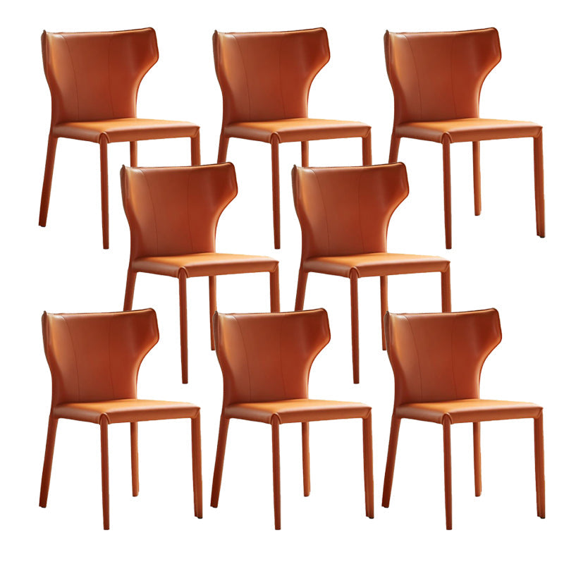 Contemporary Kitchen Wingback Side Chair Armless Dining Chairs Orange 8 Piece Set Clearhalo 'Dining Chairs' 'Dining Tables & Seating' 'dining_chair' 'furn' 'furn_dining_chair' 'Furniture' 'Kitchen & Dining Furniture' 6635026