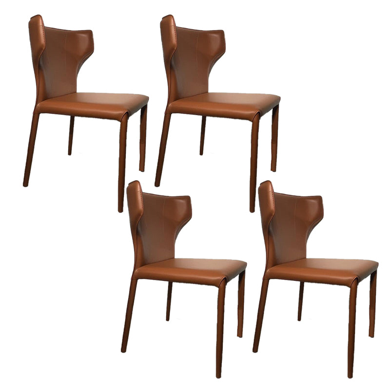 Contemporary Kitchen Wingback Side Chair Armless Dining Chairs Orange 4 Piece Set Clearhalo 'Dining Chairs' 'Dining Tables & Seating' 'dining_chair' 'furn' 'furn_dining_chair' 'Furniture' 'Kitchen & Dining Furniture' 6635028