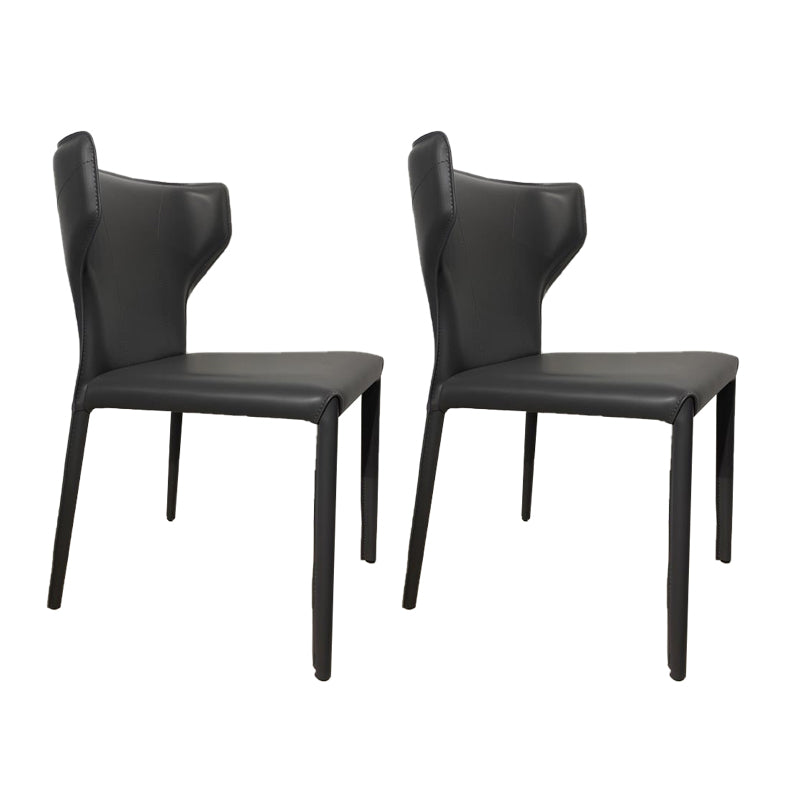 Contemporary Kitchen Wingback Side Chair Armless Dining Chairs Dark Gray 2 Piece Set Clearhalo 'Dining Chairs' 'Dining Tables & Seating' 'dining_chair' 'furn' 'furn_dining_chair' 'Furniture' 'Kitchen & Dining Furniture' 6635031
