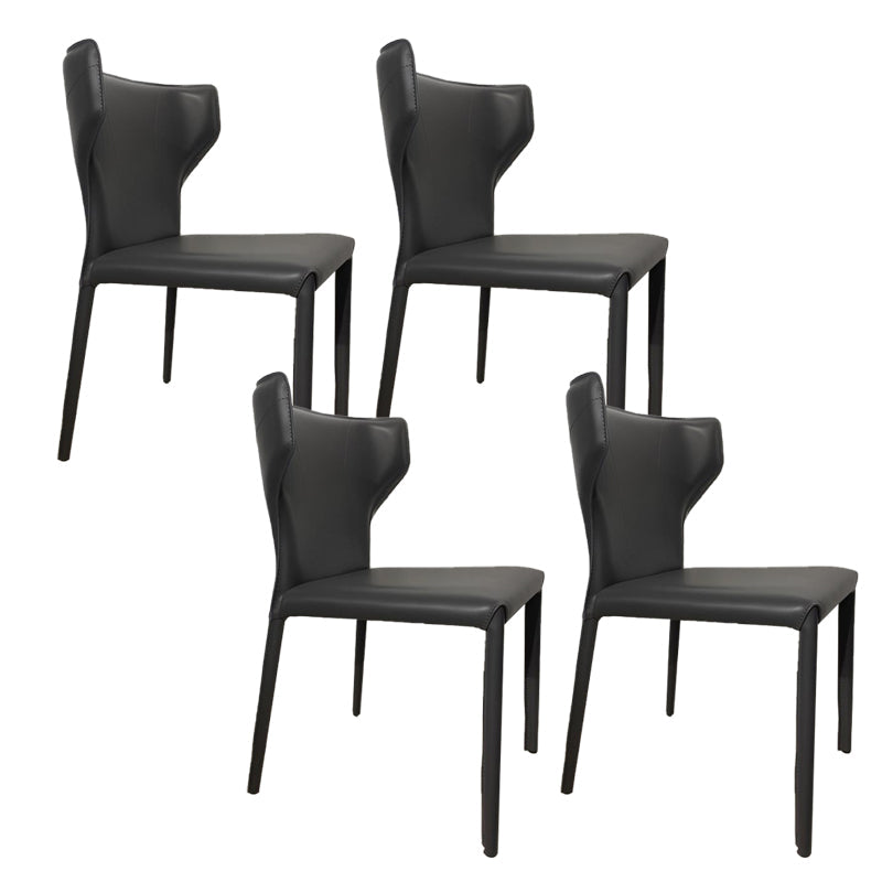 Contemporary Kitchen Wingback Side Chair Armless Dining Chairs Dark Gray 4 Piece Set Clearhalo 'Dining Chairs' 'Dining Tables & Seating' 'dining_chair' 'furn' 'furn_dining_chair' 'Furniture' 'Kitchen & Dining Furniture' 6635032