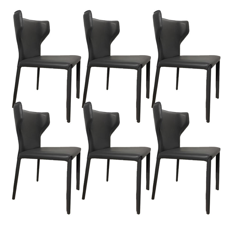 Contemporary Kitchen Wingback Side Chair Armless Dining Chairs Dark Gray 6 Piece Set Clearhalo 'Dining Chairs' 'Dining Tables & Seating' 'dining_chair' 'furn' 'furn_dining_chair' 'Furniture' 'Kitchen & Dining Furniture' 6635033