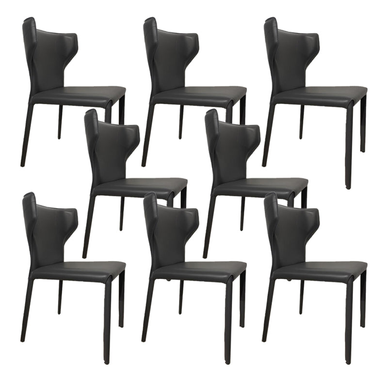 Contemporary Kitchen Wingback Side Chair Armless Dining Chairs Dark Gray 8 Piece Set Clearhalo 'Dining Chairs' 'Dining Tables & Seating' 'dining_chair' 'furn' 'furn_dining_chair' 'Furniture' 'Kitchen & Dining Furniture' 6635034