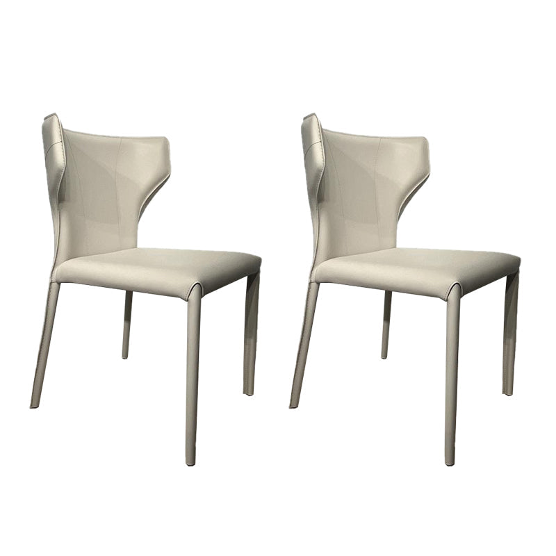 Contemporary Kitchen Wingback Side Chair Armless Dining Chairs Off-White 2 Piece Set Clearhalo 'Dining Chairs' 'Dining Tables & Seating' 'dining_chair' 'furn' 'furn_dining_chair' 'Furniture' 'Kitchen & Dining Furniture' 6635035