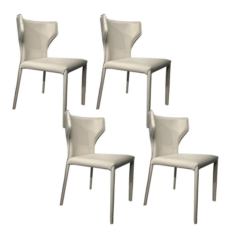 Contemporary Kitchen Wingback Side Chair Armless Dining Chairs Off-White 4 Piece Set Clearhalo 'Dining Chairs' 'Dining Tables & Seating' 'dining_chair' 'furn' 'furn_dining_chair' 'Furniture' 'Kitchen & Dining Furniture' 6635036