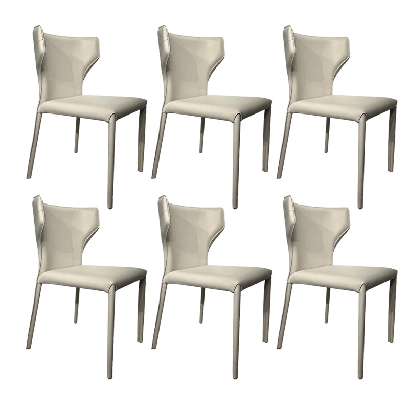 Contemporary Kitchen Wingback Side Chair Armless Dining Chairs Off-White 6 Piece Set Clearhalo 'Dining Chairs' 'Dining Tables & Seating' 'dining_chair' 'furn' 'furn_dining_chair' 'Furniture' 'Kitchen & Dining Furniture' 6635037