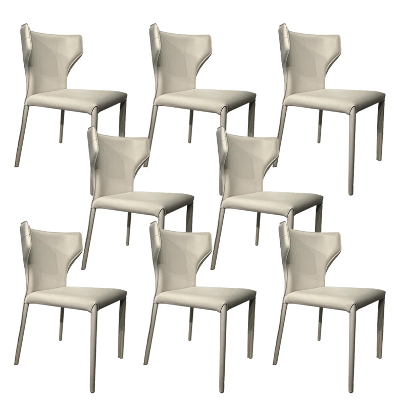 Contemporary Kitchen Wingback Side Chair Armless Dining Chairs Off-White 8 Piece Set Clearhalo 'Dining Chairs' 'Dining Tables & Seating' 'dining_chair' 'furn' 'furn_dining_chair' 'Furniture' 'Kitchen & Dining Furniture' 6635038