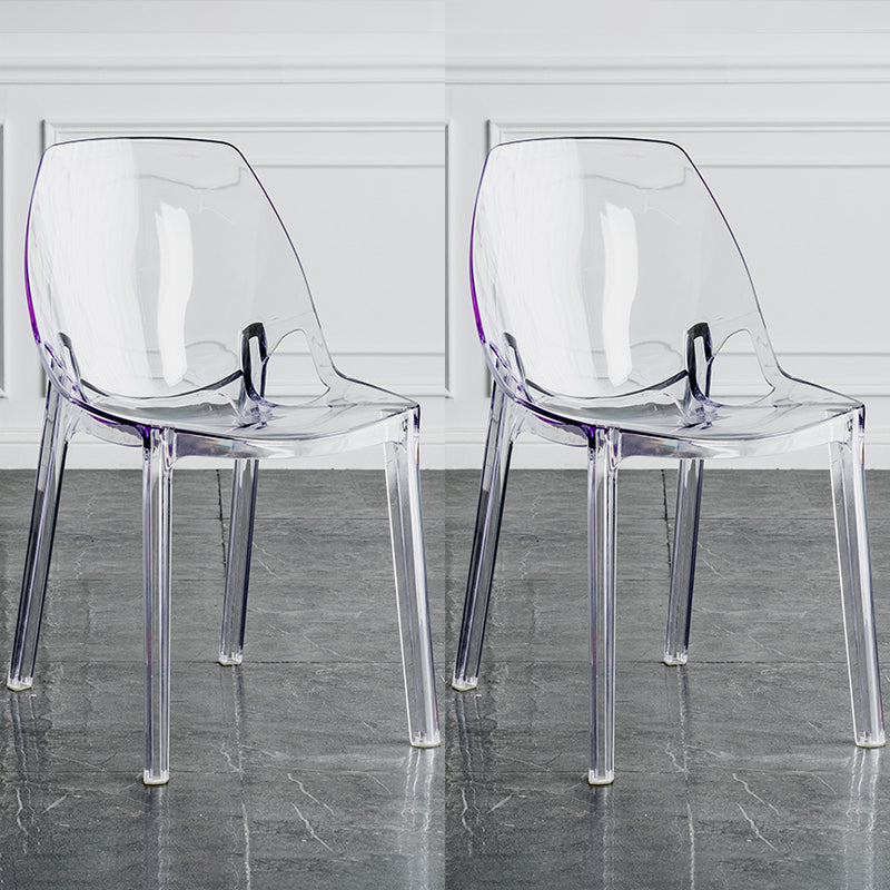 Indoor-Outdoor Plastic Side Chair Stacking Dining Accent Chair White 2 Piece Set Clearhalo 'Dining Chairs' 'Dining Tables & Seating' 'dining_chair' 'furn' 'furn_dining_chair' 'Furniture' 'Kitchen & Dining Furniture' 6635108