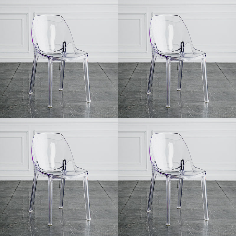 Indoor-Outdoor Plastic Side Chair Stacking Dining Accent Chair White 4 Piece Set Clearhalo 'Dining Chairs' 'Dining Tables & Seating' 'dining_chair' 'furn' 'furn_dining_chair' 'Furniture' 'Kitchen & Dining Furniture' 6635110